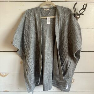 LOFT Gray Stitched Shawl Sweater M/L